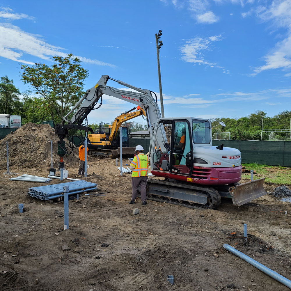 helical pile installation site