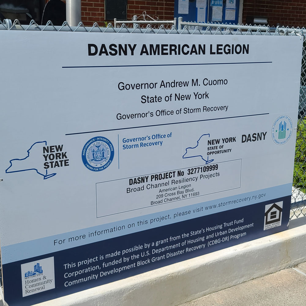 Storm Recovery sign, from the New York Governor's office